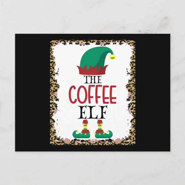 Cartão Postal The Coffee Elf Leopard Elf Christmas Gift (Frente)