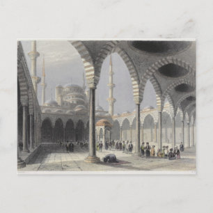 Cartão Postal The Court of the Mosque of Sultan Achmet, Istanbul