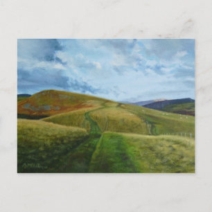 Cartão Postal "The Drovers Road", petróleo Northumberland Chevio