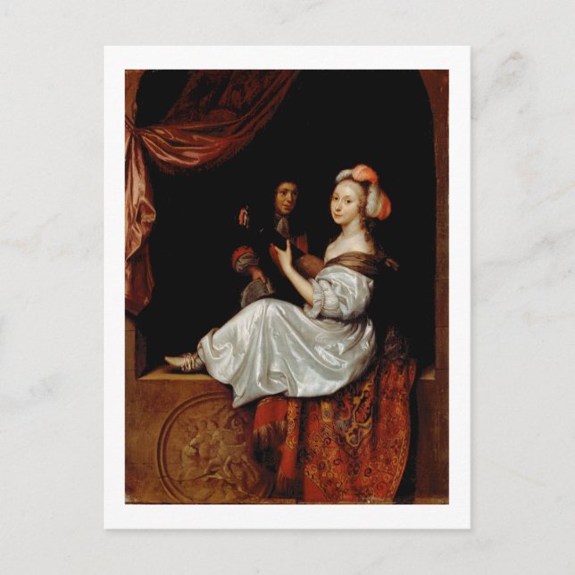 Cartão Postal The Duet, 1665 (óleo na canvas) (Frente)