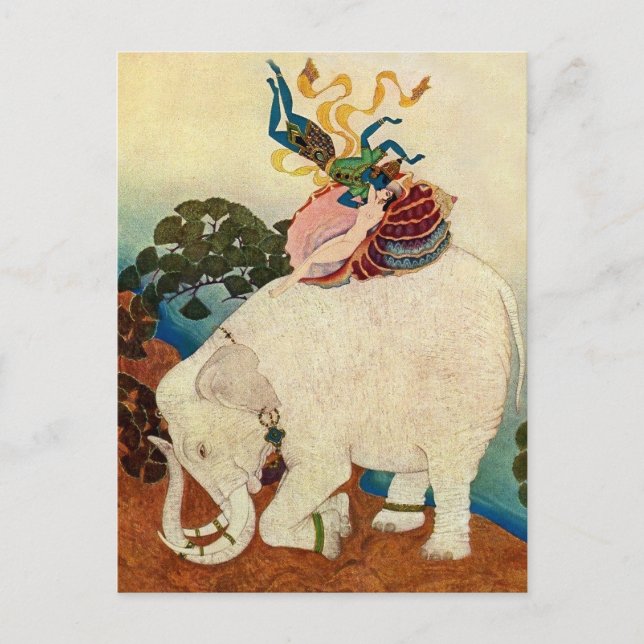 Cartão Postal "The Elephant Pearl" por Edmund Dulac (Frente)