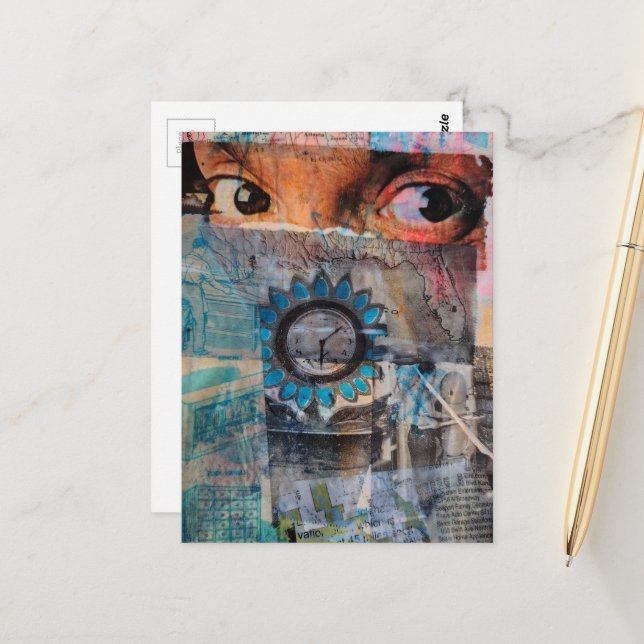Cartão Postal The Eyeballs abstract junk journal Collage (Frente/Verso In Situ)