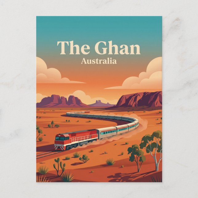 Cartão Postal The Ghan, viagem de trem pelo interior australiano (Frente)