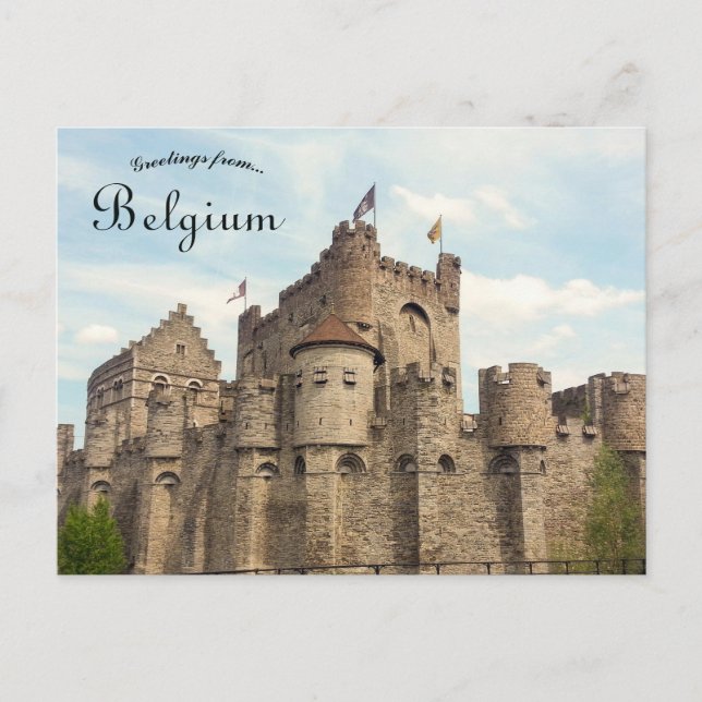 Cartão Postal The Gravensteen Castle in Ghent Belgium (Frente)