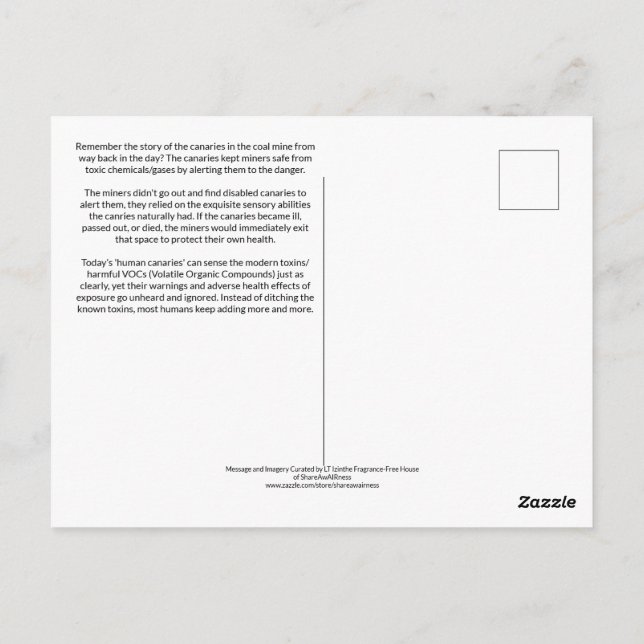 Cartão Postal The Human Canaries Already Know (Verso)