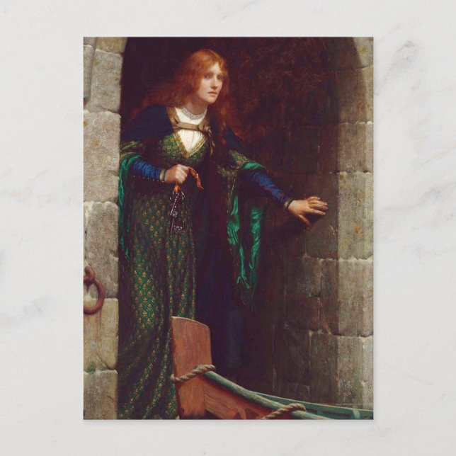 Cartão Postal The Keys, c. 1909, por Edmund Blair Leighton (Frente)