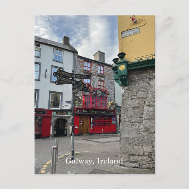 Cartão Postal The Kings Head na Rua Alta em Galway, Irlanda (Frente)
