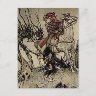 Cartão Postal "The Knight and Gnomo" por Arthur Rackham