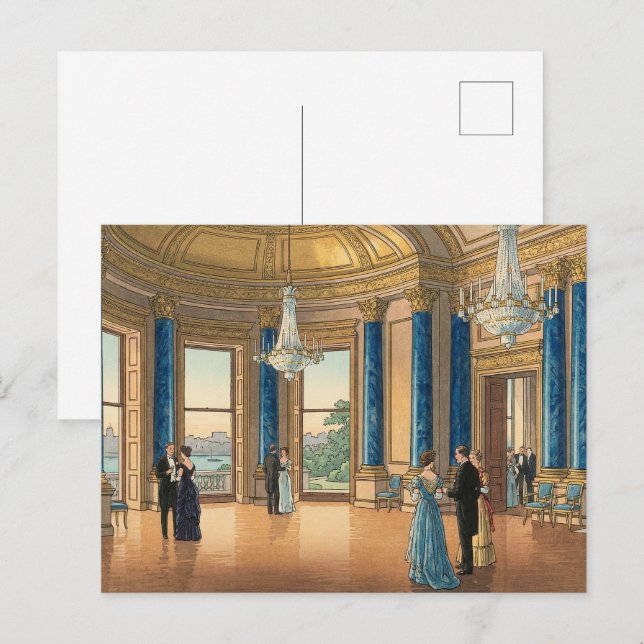 Cartão Postal The Music Room of Buckingham Japanese Woodblock Pr (Frente/Verso)