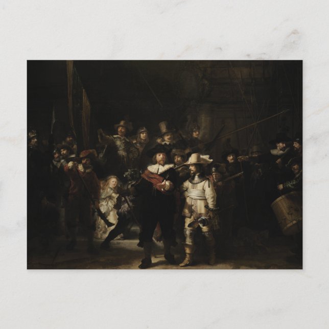 Cartão Postal The Night Watch por Rembrandt van Rijn (Frente)