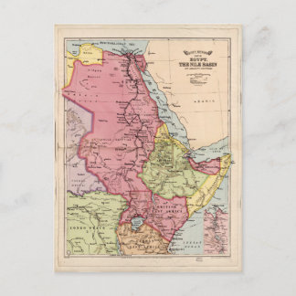 Cartão Postal The Nile Basin, Egypt Map (1916)