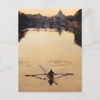 Cartão Postal "The Oarsman" Tiber River Watercolor