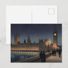 Cartão Postal The Palace of Westminster Japanese Woodblock Print
