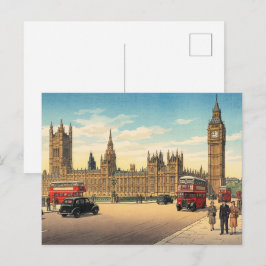 Cartão Postal The Palace of Westminster Japanese Woodblock Print