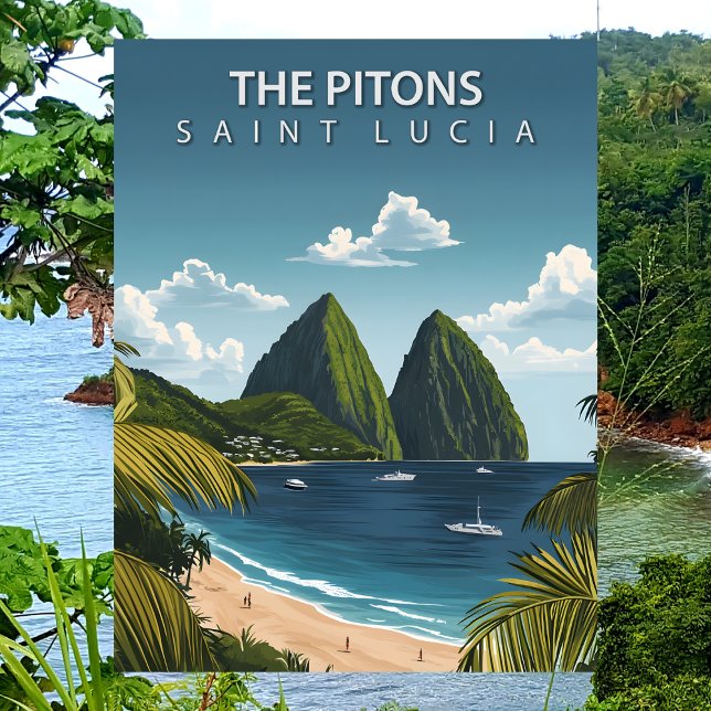 Cartão Postal The Pitons Saint Lucia Iconic Twin Volcanic Peaks (The Pitons Saint Lucia Iconic Twin Volcanic Peaks Postcard
)
