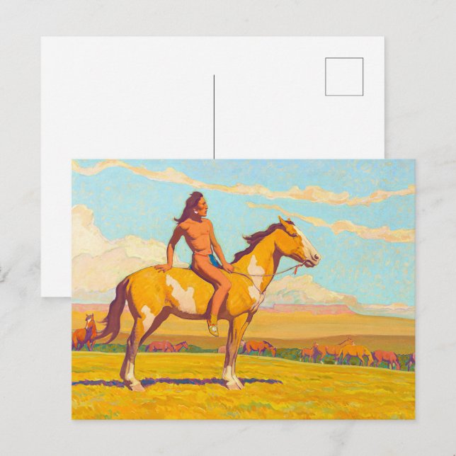 Cartão Postal The Pony Boy, 1920 por Maynard Dixon (Frente/Verso)