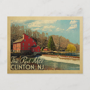 Cartão Postal The Red Mill Clinton New Jersey Vintage Travel