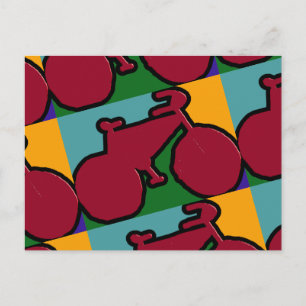 Cartão Postal the red pop bike silhouette