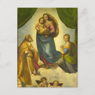 Cartão Postal The Sistine Madonna, 1512-1513, por Raphael
