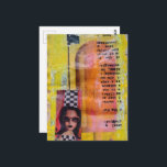 Cartão Postal The Sweet Treat Mixed Media Collage<br><div class="desc">A random collage of vintage textbook papers and a frozen treat on a stick from a phone book ad with a woman on a yellow background</div>