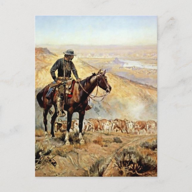 Cartão Postal "The Wagon Boss", por Charles M Russell (Frente)