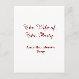 Cartão Postal The wife of the party bachelorette party name date