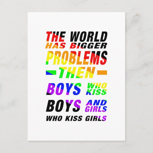 Cartão Postal The World has bigger Problems  | LGBTQ+ Pride (Frente)