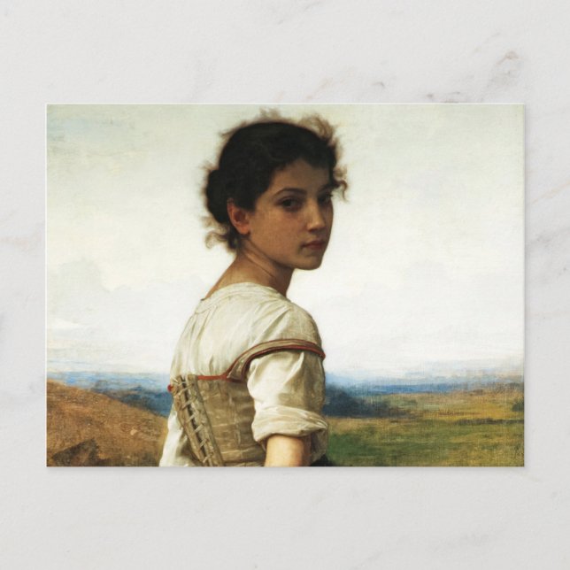 Cartão Postal The Young Shepherdess by William-AdolpheBouguereau (Frente)