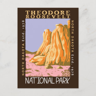 Cartão Postal Theodore Roosevelt National Park Retro Distestido