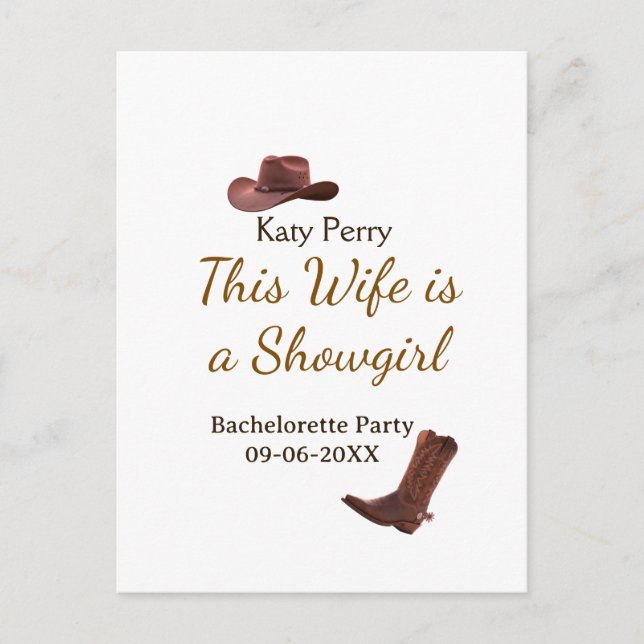 Cartão Postal This Wife is a showgirl bachelorette party name da (Frente)