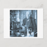 Thomas Edison em seu laboratório Stereoview Cyan T