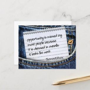 Cartão Postal Thomas Edison Inspirational Cote "Oportunidade"