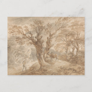Cartão Postal Thomas Gainsborough - Paisagem arborizada com camp