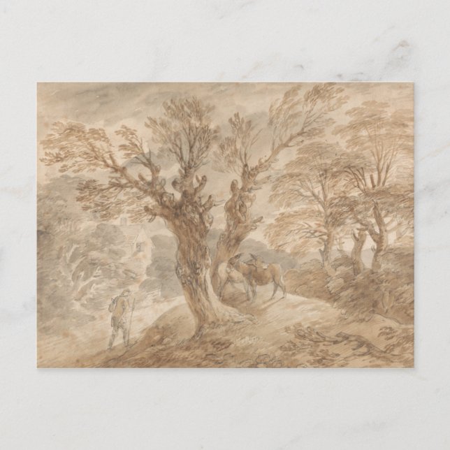 Cartão Postal Thomas Gainsborough - Paisagem arborizada com camp (Frente)