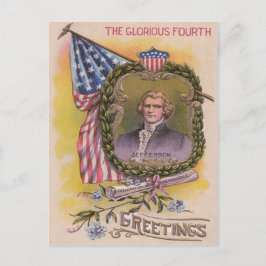 Cartão Postal Thomas Jefferson American Flag Esqueça-Me-Não