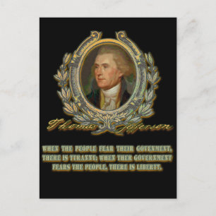 Cartão Postal Thomas Jefferson Citação:  Governo e Pessoas