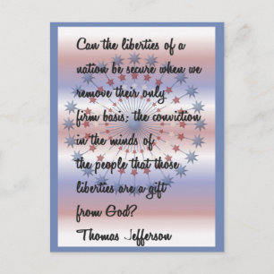 Cartão Postal Thomas Jefferson, citação "Nossas Liberdades"
