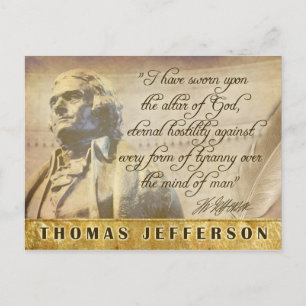 Cartão Postal Thomas Jefferson estátua e citação