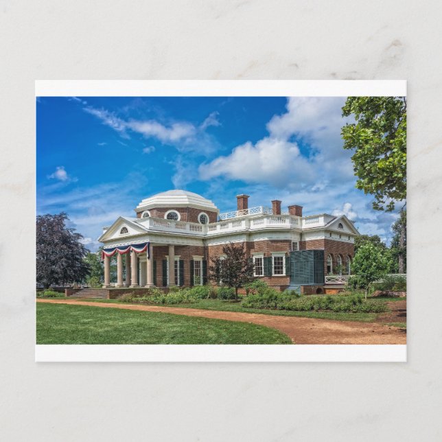 Cartão Postal Thomas Jefferson Home em Monticello (Frente)