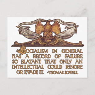 Cartão Postal Thomas Sowell Citação sobre o Socialismo
