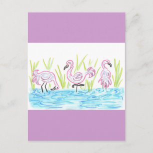 Cartão Postal Three Flamingos