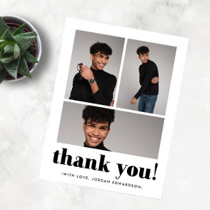 Cartão Postal Three Photo Graduation Thank You Postcard