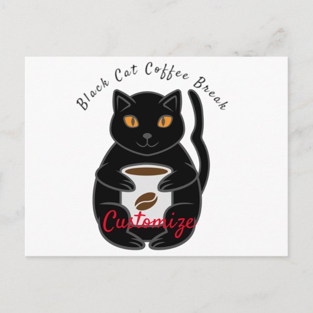 Cartão Postal Thunder_Cove de Quebra de Café de Gato Preto (Frente)
