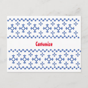 Cartão Postal Thunder_Cove Padrão Flocos de Neve Azuis Escuros