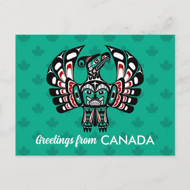 Cartão Postal Thunderbird Negra-Americana de Arte Negra (Frente)