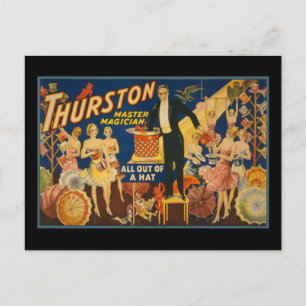 Cartão Postal Thurston, mágico mestre com um chapéu