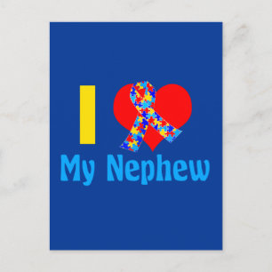 Cartão Postal Tia Autismo Eu Amo Meu Sobrinho Azul