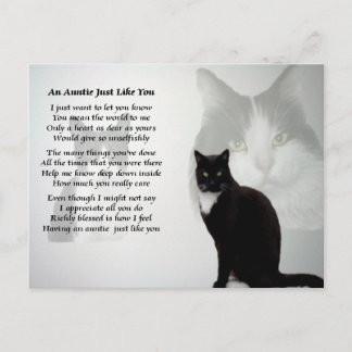 Cartão Postal Tia Poem - Cat design