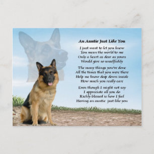 Cartão Postal Tia poema - Cão German shepherd