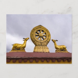 Cartão Postal Tibet, Lhasa - Roda do Dharma no templo Jokhang